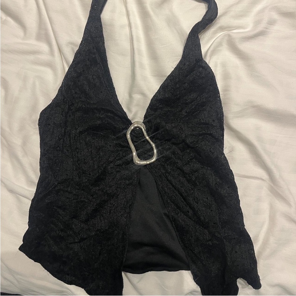Princess Polly Black Textured Top